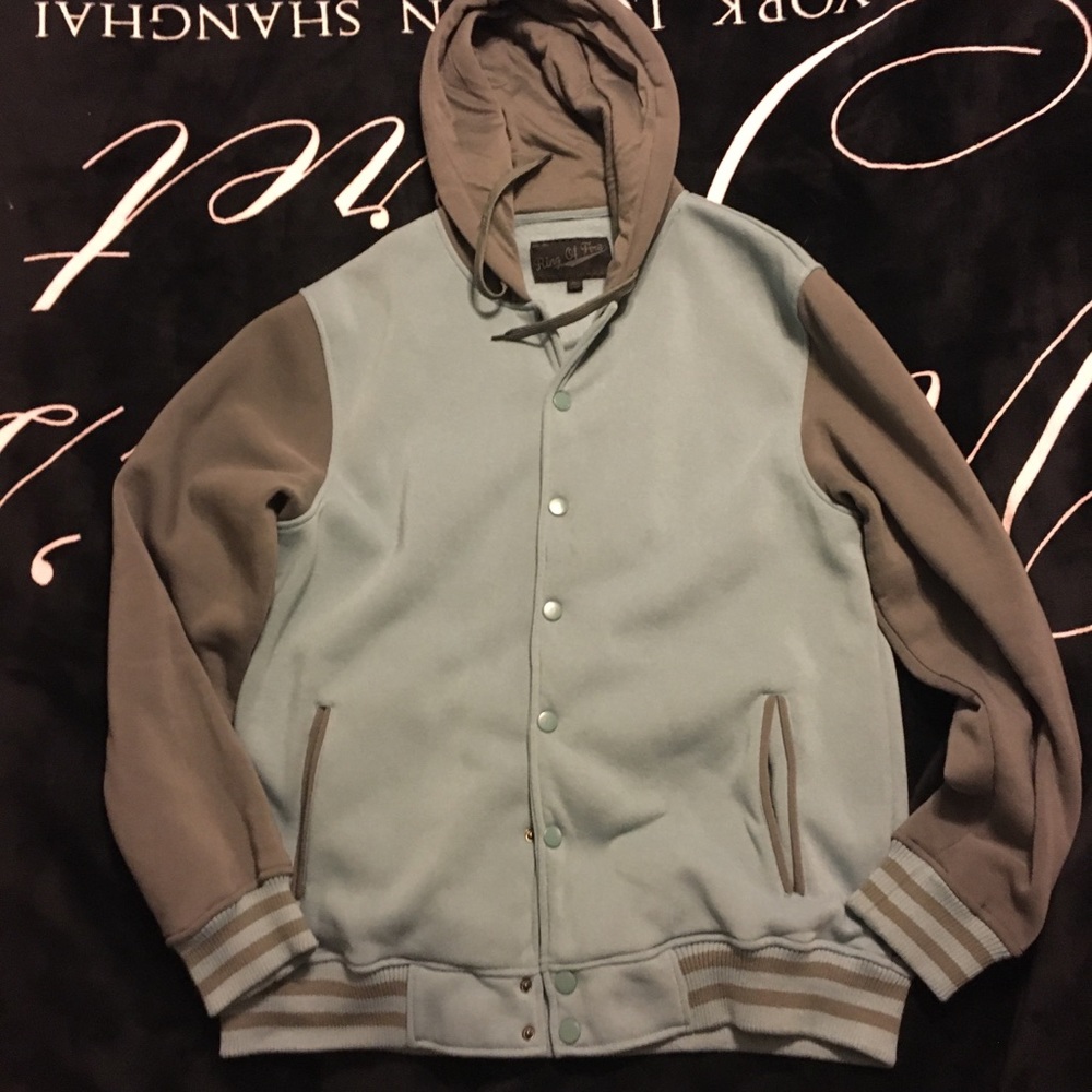 Barely used men’s XL hoodie jacket  gray and blue - Picture 2 of 3